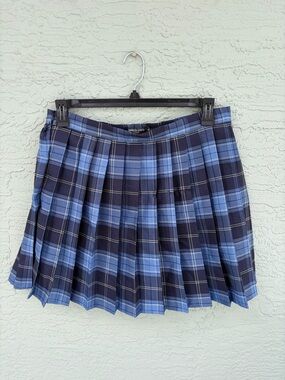 Urban CoCo Blue Plaid Pleated Mini Skirt